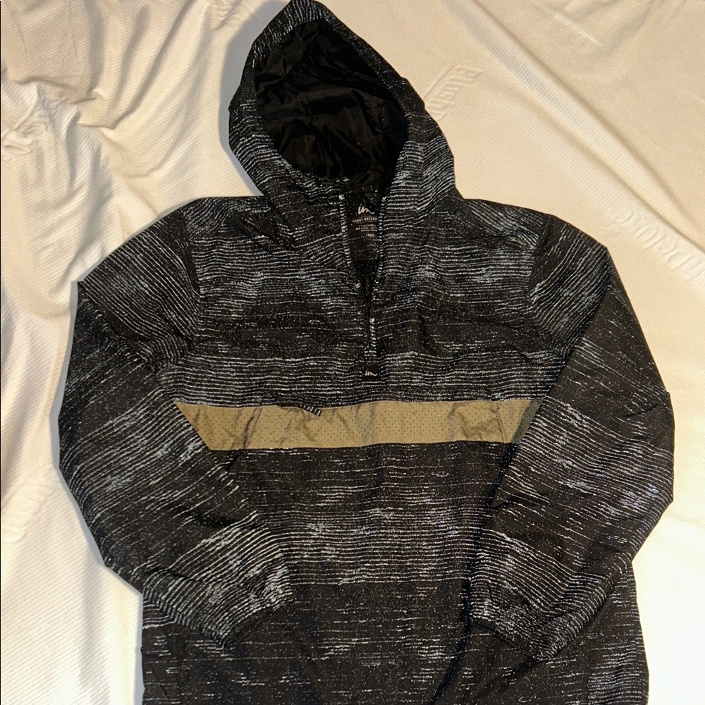 Imperial Motion Men's Black and Beige Anorak Windbreaker. Reflective.Size Large.